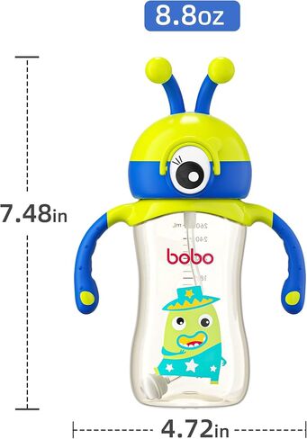 Kids Water Bottle for School, 8.8oz Reusable Kids Cup with Straw, Leak Proof Portable Water Bottle for Girls & Boys, PPSU Kids School Water Bottles, BPA-free (Blue+Green, 2 Pack) in Saudi Arabia