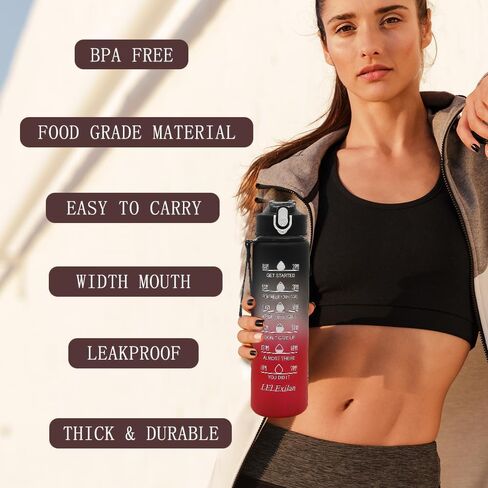 26oz Sport Water Bottle with Straw, Sports Bottle Cups with Handle rope,for Running, Cycling, Hiking, Camping, Traveling, Black Red in Saudi Arabia