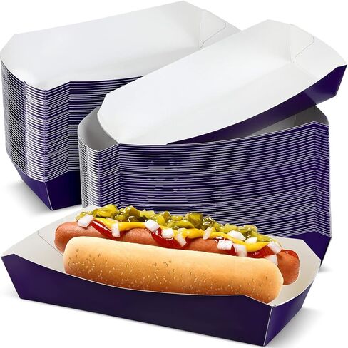 200 Pack Paper Hot Dog Trays, 2 lb Heavy Duty Paper Food Boats, Grease Resistant Hot Dog Holder Disposable Serving Trays for Birthday Fairs Festivals Party Decorations Supplies 7 x 3.3 Inch in Kuwait