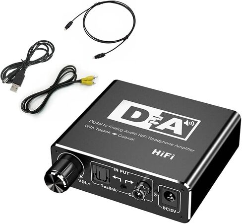 192kHz Digital to Analog Audio Converter with Volume Adjustable, Convert Coaxial/Optical Signal for PS4, Xbox, Blu-ray player to Output on RCA L/R, 3.5mm Audio Headphone Speaker in Kuwait