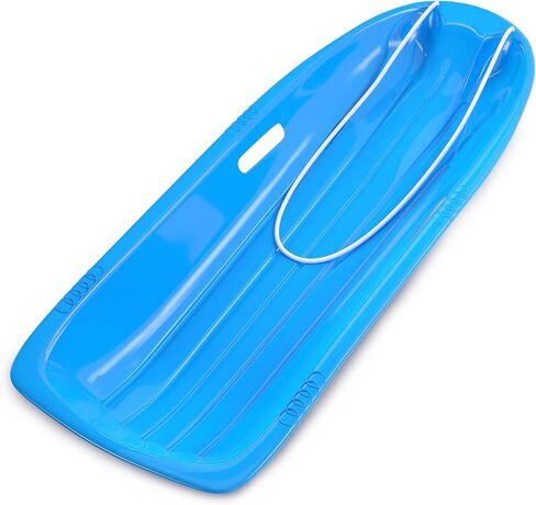 AGPTEK 47 بوصة متينة للانحدار Sprinter Toboggan Snow Sled للبنين والبنات والبالغين مع مقابض مدمجة وحبل سحب (أزرق) in Saudi Arabia