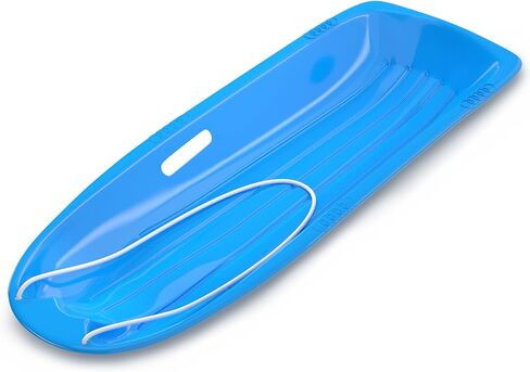 AGPTEK 47 بوصة متينة للانحدار Sprinter Toboggan Snow Sled للبنين والبنات والبالغين مع مقابض مدمجة وحبل سحب (أزرق) in Saudi Arabia
