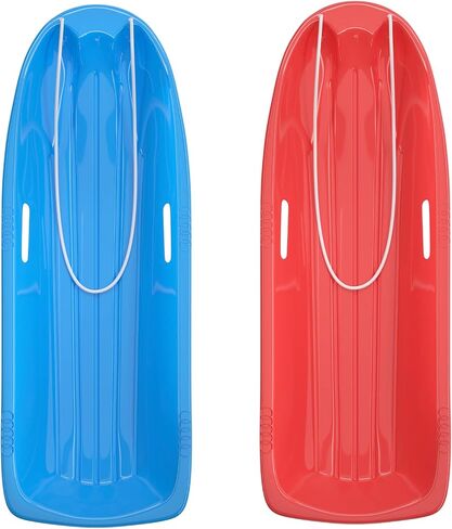 AGPTEK 47 بوصة متينة للانحدار Sprinter Toboggan Snow Sled للبنين والبنات والبالغين مع مقابض مدمجة وحبل سحب (أزرق) in Saudi Arabia