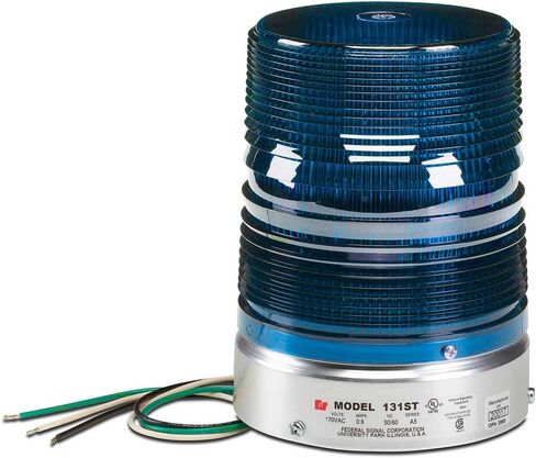 ضوء تحذيري من الإشارة الفيدرالية 131ST-120B Starfire، فلاش واحد، حامل أنبوب 1/2 بوصة NPT، 120 فولت تيار متردد، أزرق in Kuwait