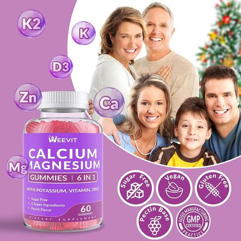 Sugar Free Calcium Gummies Supplement 600mg, Calcium Magnesium Zinc Gummies with Vitamin D3, Potassium, High Absorption Calcium Gummy for Bone, Teeth & Muscle in Saudi Arabia