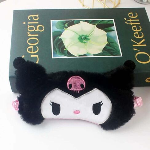 Kawaii Cartoon Sleep Eye Mask, Cute Plush Blackout Sleeping Mask Eye Cover for Kids Teens Girls Women (Kuro) in Saudi Arabia
