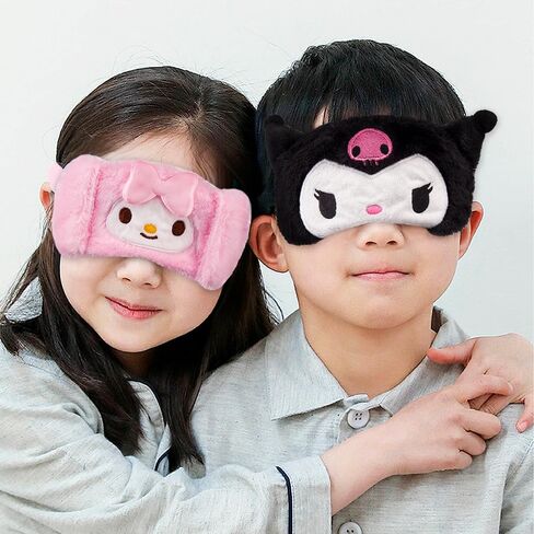 Kawaii Cartoon Sleep Eye Mask, Cute Plush Blackout Sleeping Mask Eye Cover for Kids Teens Girls Women (Kuro) in Saudi Arabia