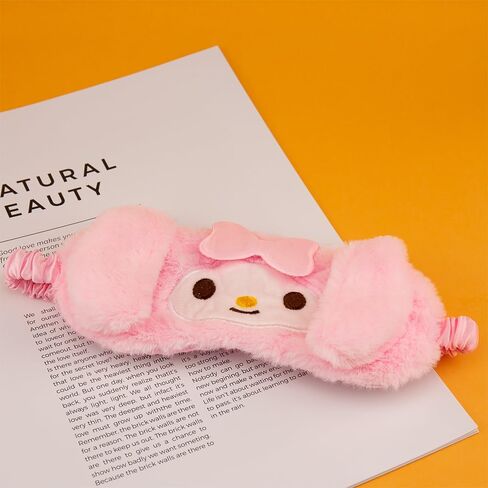 Kawaii Cartoon Sleep Eye Mask, Cute Plush Blackout Sleeping Mask Eye Cover for Kids Teens Girls Women (Kuro) in Saudi Arabia