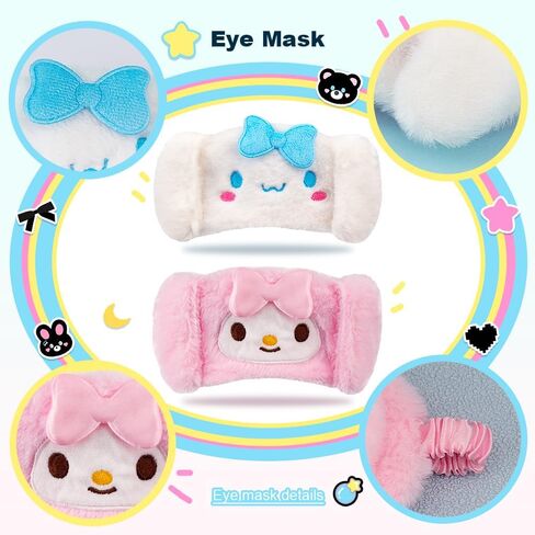Kawaii Cartoon Sleep Eye Mask, Cute Plush Blackout Sleeping Mask Eye Cover for Kids Teens Girls Women (Kuro) in Saudi Arabia