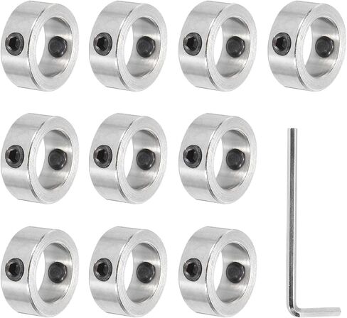 MECCANIXITY طوق عمود 1/2 بوصة طوق تثبيت من سبائك الألومنيوم مع مسامير M4 ومفتاح ربط لأجزاء CNC وأدوات الآلات وعربة اليد وجرار العشب مجموعة واحدة فضية in Kuwait