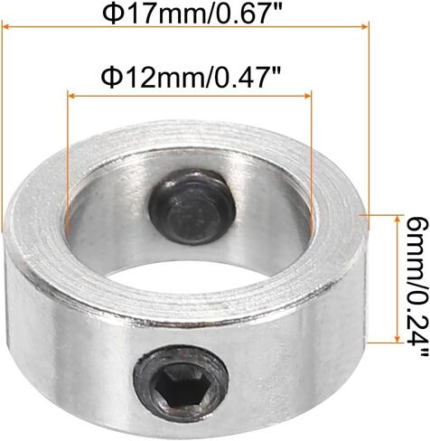 MECCANIXITY طوق عمود 1/2 بوصة طوق تثبيت من سبائك الألومنيوم مع مسامير M4 ومفتاح ربط لأجزاء CNC وأدوات الآلات وعربة اليد وجرار العشب مجموعة واحدة فضية in Kuwait