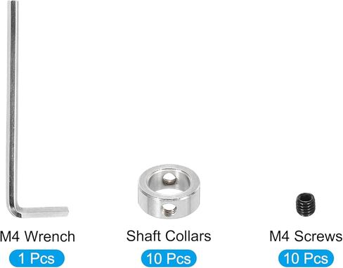 MECCANIXITY طوق عمود 1/2 بوصة طوق تثبيت من سبائك الألومنيوم مع مسامير M4 ومفتاح ربط لأجزاء CNC وأدوات الآلات وعربة اليد وجرار العشب مجموعة واحدة فضية in Kuwait
