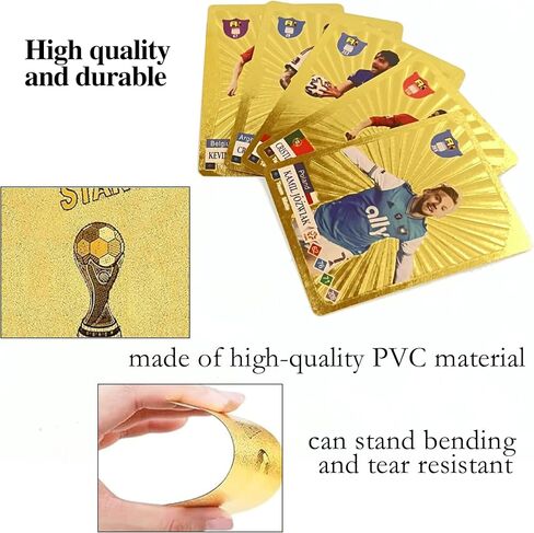 World Cup Soccer Star Cards, Sports Souvenirs Trading Card, Football Star cards, 55 Pieces Gold Cards with Storage Box for Kids, Adults, Football Lovers and Collectors in Saudi Arabia