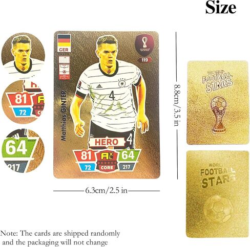 World Cup Soccer Star Cards, Sports Souvenirs Trading Card, Football Star cards, 55 Pieces Gold Cards with Storage Box for Kids, Adults, Football Lovers and Collectors in Saudi Arabia