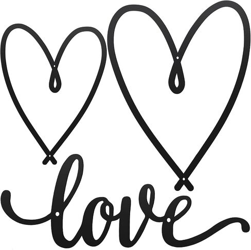 Hotop Love Wall Decor 3 Pieces Love Heart Wall Decor Set Black Love Word Art Metal Rustic Decor Heart Shaped Metal Wall Ornaments Hanging Letter Sign Metal Love Heart Wall Art for Bedroom Living Room in Saudi Arabia