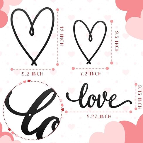 Hotop Love Wall Decor 3 Pieces Love Heart Wall Decor Set Black Love Word Art Metal Rustic Decor Heart Shaped Metal Wall Ornaments Hanging Letter Sign Metal Love Heart Wall Art for Bedroom Living Room in Saudi Arabia