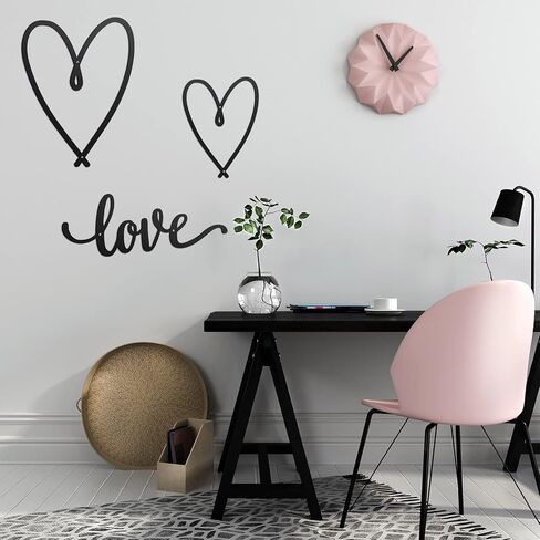 Hotop Love Wall Decor 3 Pieces Love Heart Wall Decor Set Black Love Word Art Metal Rustic Decor Heart Shaped Metal Wall Ornaments Hanging Letter Sign Metal Love Heart Wall Art for Bedroom Living Room in Saudi Arabia