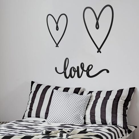 Hotop Love Wall Decor 3 Pieces Love Heart Wall Decor Set Black Love Word Art Metal Rustic Decor Heart Shaped Metal Wall Ornaments Hanging Letter Sign Metal Love Heart Wall Art for Bedroom Living Room in Saudi Arabia