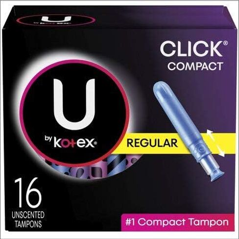 سدادات قطنية U من Kotex Click Compact، عادية، غير معطرة، 16 قطعة (عبوة من قطعتين) in Kuwait