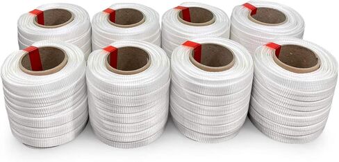 IDL Packaging 3/4" x 250' Mini Woven Cord Strapping Roll of 6" x 3" Core Size, 2425 lbs Break Strength, White (Pack of 8) - Poly Cord Strapping with Re-Tightening Option in Saudi Arabia