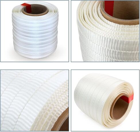 IDL Packaging 3/4" x 250' Mini Woven Cord Strapping Roll of 6" x 3" Core Size, 2425 lbs Break Strength, White (Pack of 8) - Poly Cord Strapping with Re-Tightening Option in Saudi Arabia