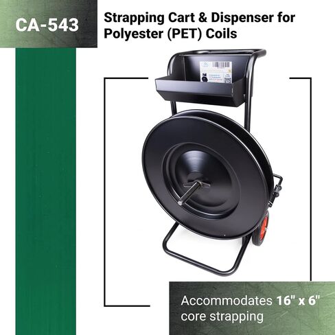 IDL Packaging CA-505 Heavy-Duty Strapping Cart & Dispenser for Steel Strapping Coils with 16" x 3" Core Size - Advanced Roller Brake System - Built-in Tray for Strapping Tools, Seals, and Gloves in Saudi Arabia