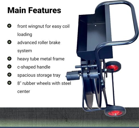 IDL Packaging CA-505 Heavy-Duty Strapping Cart & Dispenser for Steel Strapping Coils with 16" x 3" Core Size - Advanced Roller Brake System - Built-in Tray for Strapping Tools, Seals, and Gloves in Saudi Arabia