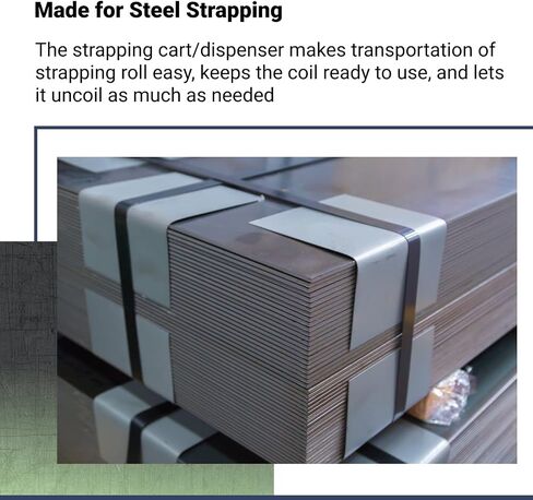 IDL Packaging CA-505 Heavy-Duty Strapping Cart & Dispenser for Steel Strapping Coils with 16" x 3" Core Size - Advanced Roller Brake System - Built-in Tray for Strapping Tools, Seals, and Gloves in Saudi Arabia
