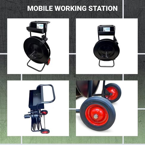 IDL Packaging CA-505 Heavy-Duty Strapping Cart & Dispenser for Steel Strapping Coils with 16" x 3" Core Size - Advanced Roller Brake System - Built-in Tray for Strapping Tools, Seals, and Gloves in Saudi Arabia