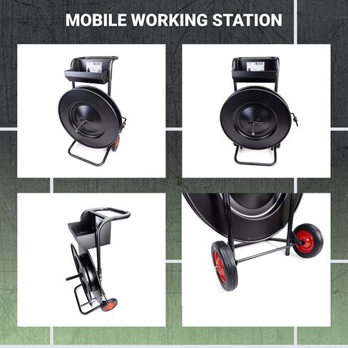 IDL Packaging CA-505 Heavy-Duty Strapping Cart & Dispenser for Steel Strapping Coils with 16" x 3" Core Size - Advanced Roller Brake System - Built-in Tray for Strapping Tools, Seals, and Gloves in Saudi Arabia