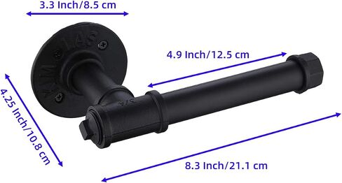 Industrial Pipe Toilet Paper Holder 2 Pack, Wall Mounted Paper Roll Holder, Vintage Metal Iron Pipe Roll Tissue Holder for Bathroom, Bedroom, Kitchen, Black in Saudi Arabia