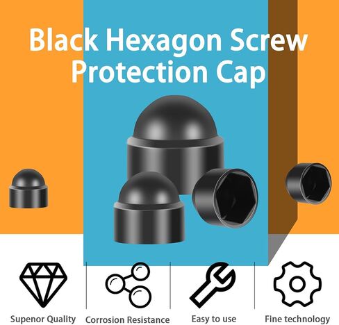 30Pcs Bolt Nut Protective Cap, Hexagonal Screw Cap Decorative Cover Black Dome Plastic Bolt Caps M6/M8 Fitting Caps for Protecting Hexagon Screws Bolts Hardware Accessories(M8x13mm) in Saudi Arabia