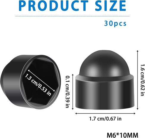 30Pcs Bolt Nut Protective Cap, Hexagonal Screw Cap Decorative Cover Black Dome Plastic Bolt Caps M6/M8 Fitting Caps for Protecting Hexagon Screws Bolts Hardware Accessories(M8x13mm) in Saudi Arabia