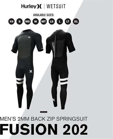 بدلة غطس للرجال من Hurley - Fusion 202 2/2MM بأكمام قصيرة للرجال - UPF 50+ بدلة ربيعية من النيوبرين المطاطي مع سحاب خلفي in Saudi Arabia