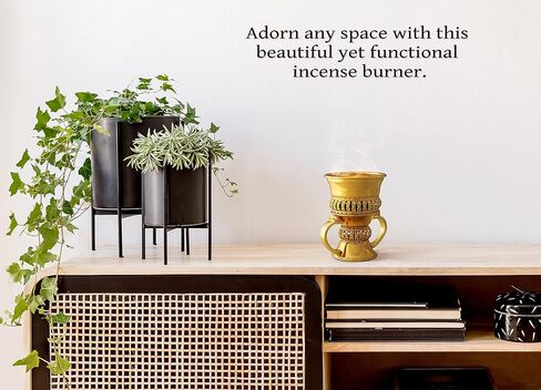 AM Bakhoor Incense Resin Burner- Frankincense Charcoal Burner | Bukhoor Kit | Oud Myrrh Censer with Ashtray and Tong | Quemador De Incienso | difusor de incienso | Ideal for Yoga, Spa and Aromatherapy in Saudi Arabia