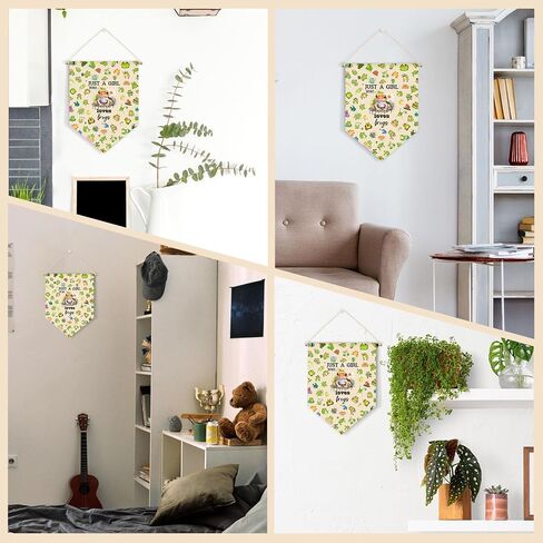 Hanging Pennant Flag, Canvas Hanging Flag, Frogs Theme Wall Hanging Sign, Frogs Decoration Gift for Girls, Just a Girl Who Loves Frogs Hanging Decor Flag in Saudi Arabia