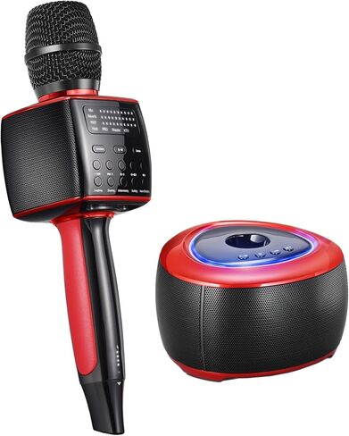 XZL Karaoke Machine, Wireless Karaoke Microphone with Bluetooth Base Speaker, Portable PA System, Cinema-Like Surround Sound, Duet Mode, Built-in Sound Card for Recording/Streaming/Singing in Kuwait