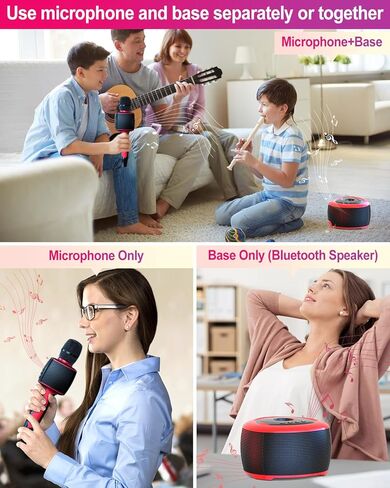 XZL Karaoke Machine, Wireless Karaoke Microphone with Bluetooth Base Speaker, Portable PA System, Cinema-Like Surround Sound, Duet Mode, Built-in Sound Card for Recording/Streaming/Singing in Kuwait