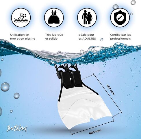 Hydra Monofin by Swea'm for Kids and Adults- Fully Adjustable (fits sizes 6½ - 9½) (CLEAR) in Saudi Arabia