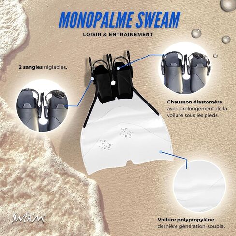 Hydra Monofin by Swea'm for Kids and Adults- Fully Adjustable (fits sizes 6½ - 9½) (CLEAR) in Saudi Arabia