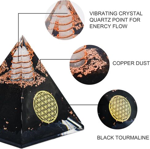 MrMrKura Orgone Pyramid丨Black Tourmaline Organite Orgone Pyramids for Success Money Wealth丨Orgone Energy Pyramid丨Healing Crystal Pyramid丨Meditation Yoga (Black Tourmaline Orgone Pyramid) in Saudi Arabia