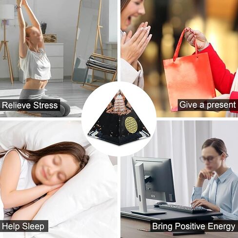 MrMrKura Orgone Pyramid丨Black Tourmaline Organite Orgone Pyramids for Success Money Wealth丨Orgone Energy Pyramid丨Healing Crystal Pyramid丨Meditation Yoga (Black Tourmaline Orgone Pyramid) in Saudi Arabia