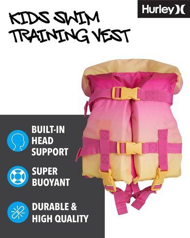 Hurley Infant Swim Vest - Kids Swim Training Vest with Head Support - Learn to Swim Jackets for Kids (1-4 Years, 24-66lbs) in Saudi Arabia