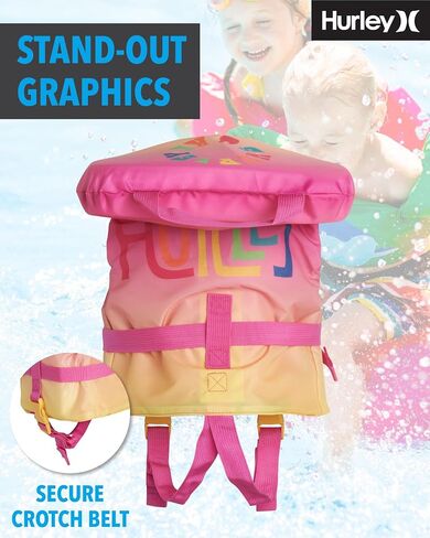 Hurley Infant Swim Vest - Kids Swim Training Vest with Head Support - Learn to Swim Jackets for Kids (1-4 Years, 24-66lbs) in Saudi Arabia