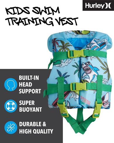 Hurley Infant Swim Vest - Kids Swim Training Vest with Head Support - Learn to Swim Jackets for Kids (1-4 Years, 24-66lbs) in Saudi Arabia