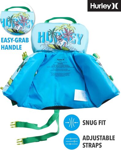 Hurley Infant Swim Vest - Kids Swim Training Vest with Head Support - Learn to Swim Jackets for Kids (1-4 Years, 24-66lbs) in Saudi Arabia