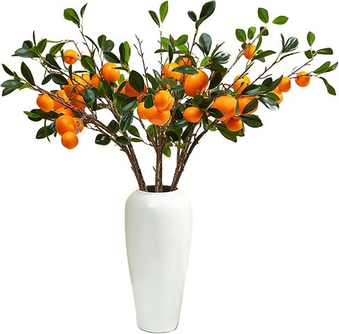 Wnvivi 10Pcs 19.7 Inch Artificial Tangerine Lemon Branches,Fake Orange Branch,Lifelike Fake Lemon Stems Faux Fruit Plants for Home Decor DIY Bouquet Cake Decoration(A2) in Saudi Arabia