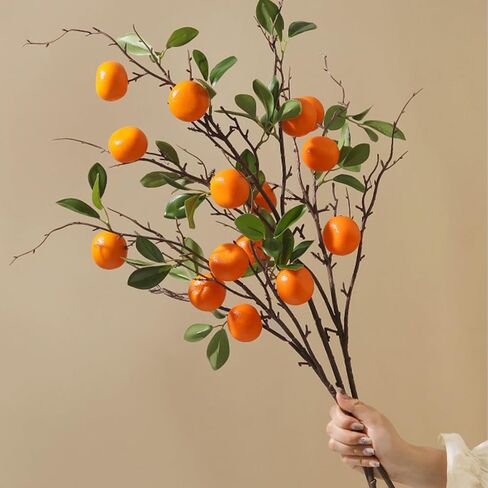 Wnvivi 10Pcs 19.7 Inch Artificial Tangerine Lemon Branches,Fake Orange Branch,Lifelike Fake Lemon Stems Faux Fruit Plants for Home Decor DIY Bouquet Cake Decoration(A2) in Saudi Arabia
