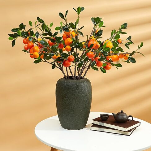 Wnvivi 10Pcs 19.7 Inch Artificial Tangerine Lemon Branches,Fake Orange Branch,Lifelike Fake Lemon Stems Faux Fruit Plants for Home Decor DIY Bouquet Cake Decoration(A2) in Saudi Arabia