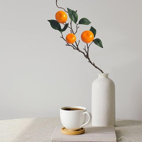 Wnvivi 10Pcs 19.7 Inch Artificial Tangerine Lemon Branches,Fake Orange Branch,Lifelike Fake Lemon Stems Faux Fruit Plants for Home Decor DIY Bouquet Cake Decoration(A2) in Saudi Arabia